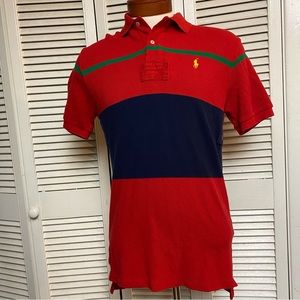 Polo by Ralph Lauren Size Small Vintage Type Red Polo with Green and Navy Stripe